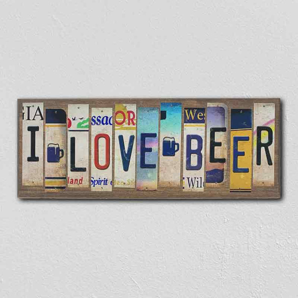 I Love Beer Wholesale Novelty License Plate Strips Wood Sign