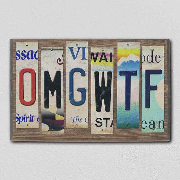 OMGWTF Wholesale Novelty License Plate Strips Wood Sign