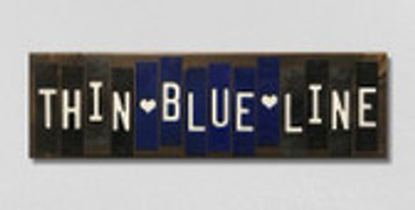 Thin Blue Line Wholesale Novelty Colored Strips Wood Sign