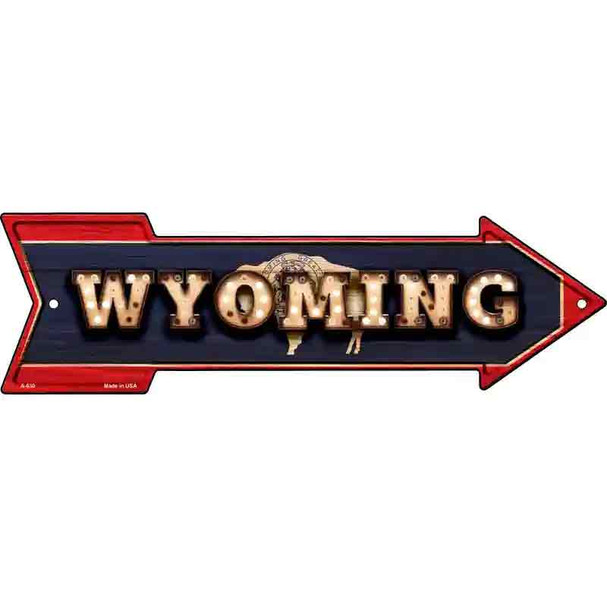 Wyoming Bulb Lettering With State Flag Wholesale Novelty Arrow Sign