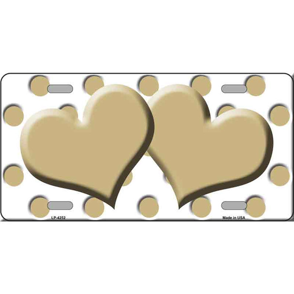 Gold White Polka Dot Gold Centered Hearts Wholesale Novelty License Plate