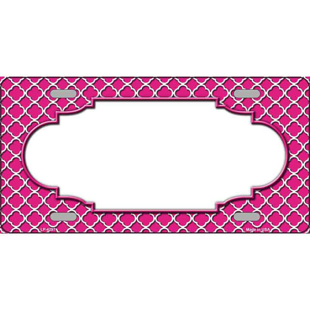 Pink White Quatrefoil Center Scallop Wholesale Metal Novelty License Plate