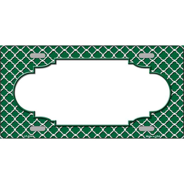 Green White Quatrefoil Center Scallop Wholesale Metal Novelty License Plate