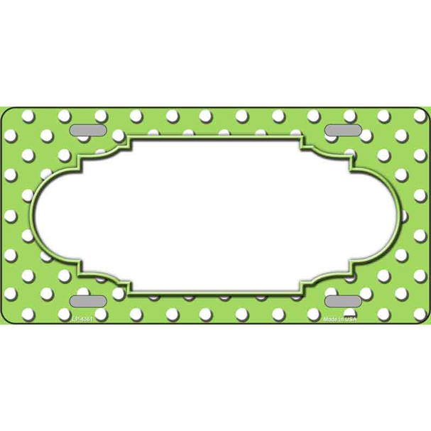 Scallop Lime Green White Polka Dot Wholesale Metal Novelty License Plate