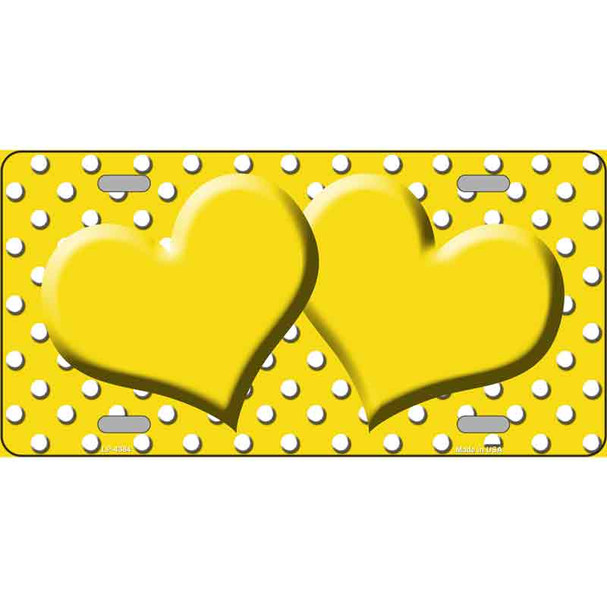 Yellow White Polka Dot Center Hearts Wholesale Metal Novelty License Plate