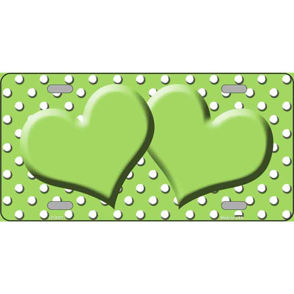 Lime Green White Polka Dot Center Hearts Wholesale Metal Novelty License Plate