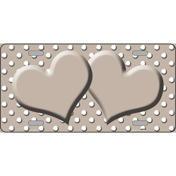 Tan White Polka Dot Center Hearts Wholesale Metal Novelty License Plate