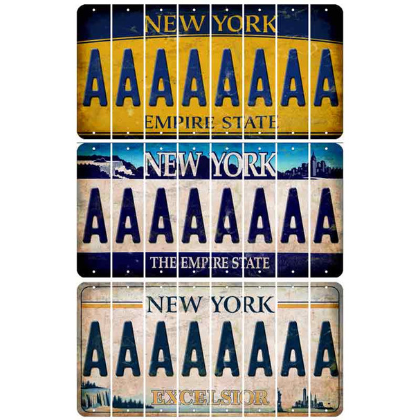 New York Cut License Plate Strips (Set of 8)