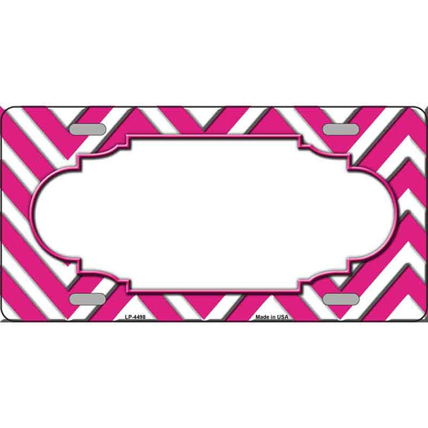 Pink White Chevon Center Scallop Wholesale Metal Novelty License Plate