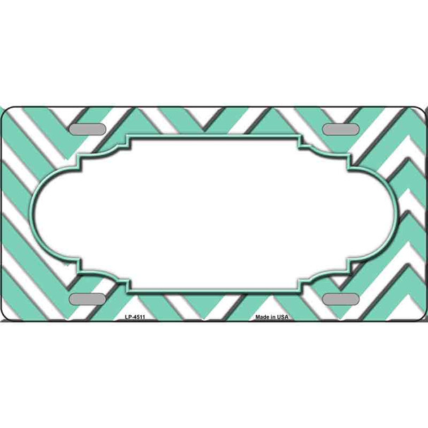 Mint White Chevron Center Scallop Wholesale Metal Novelty License Plate