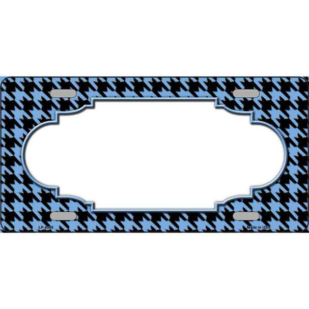 Light Blue Black Houndstooth Scallop Center Wholesale Metal Novelty License Plate