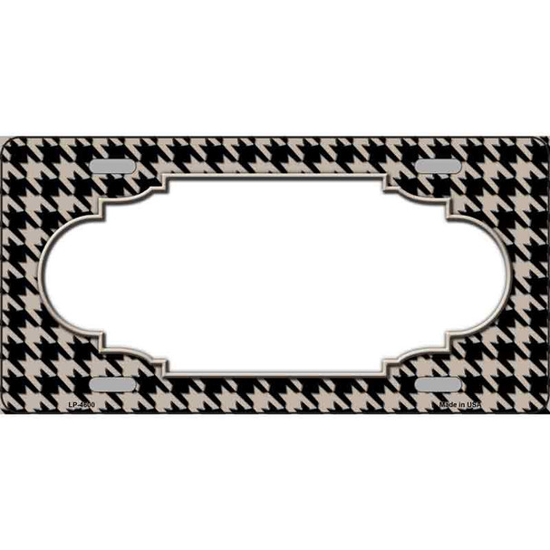 Tan Black Houndstooth Scallop Center Wholesale Metal Novelty License Plate