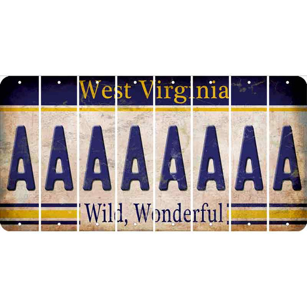 West Virginia Cut License Plate Strips (Set of 8)