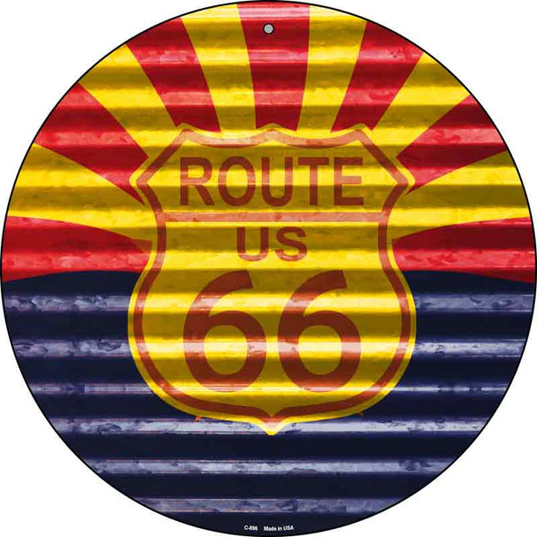 Route 66 Arizona Flag Wholesale Novelty Circular Sign C-896