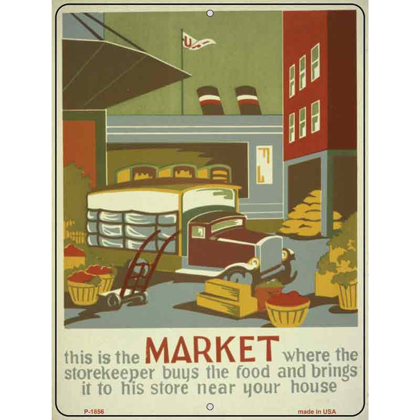 Market Vintage Poster Wholesale Parking Sign