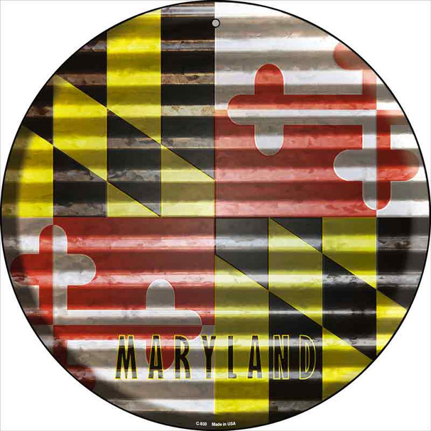 Maryland Flag Corrugated Effect Wholesale Novelty Circular Sign C-930