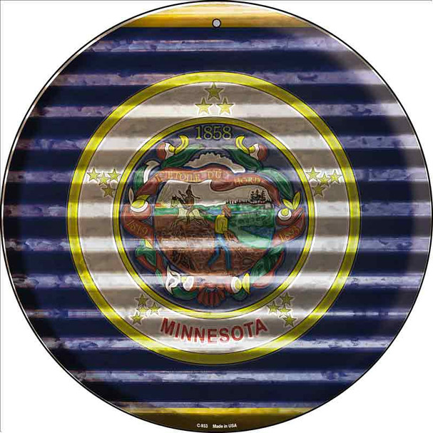 Minnesota Flag Corrugated Effect Wholesale Novelty Circular Sign C-933