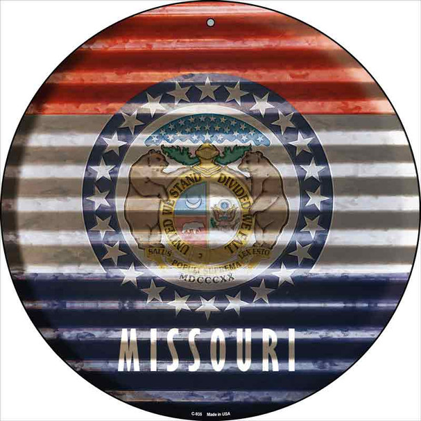 Missouri Flag Corrugated Effect Wholesale Novelty Circular Sign C-935