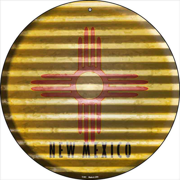 New Mexico Flag Corrugated Effect Wholesale Novelty Circular Sign C-941