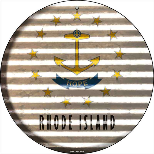 Rhode Island Flag Corrugated Effect Wholesale Novelty Circular Sign C-949