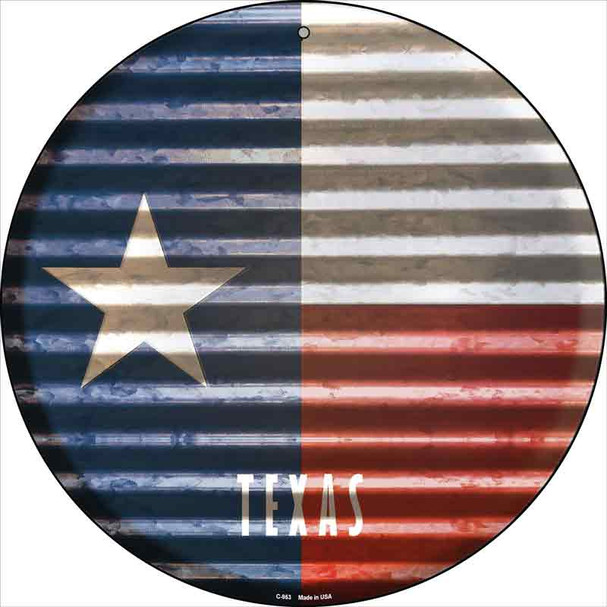 Texas Flag Corrugated Effect Wholesale Novelty Circular Sign C-953