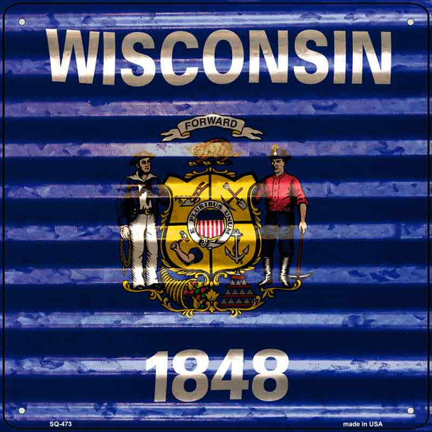 Wisconsin Flag Corrugated Effect Wholesale Novelty Square Sign