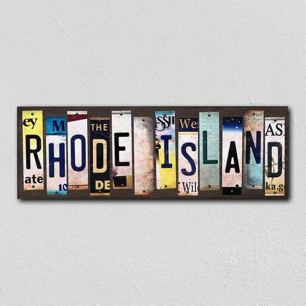 Rhode Island Wholesale Novelty License Plate Strips Wood Sign