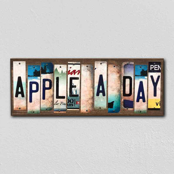 Apple A Day Wholesale Novelty License Plate Strips Wood Sign