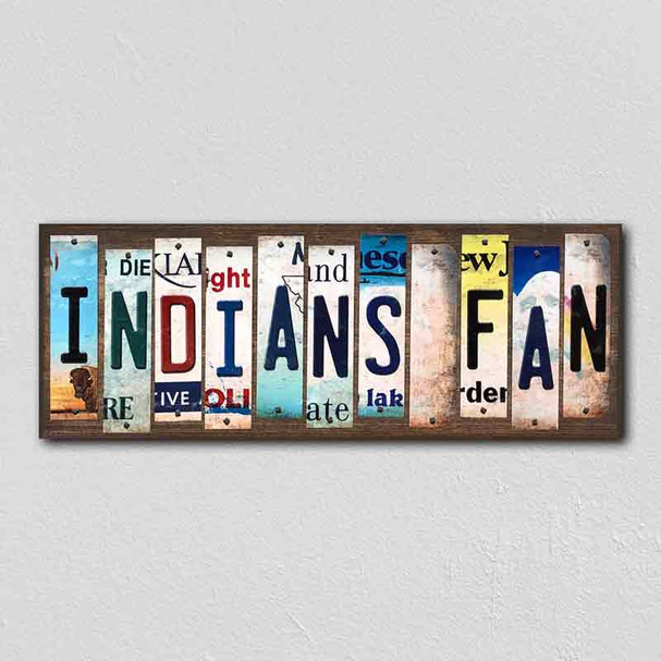 Indians Fan Wholesale Novelty License Plate Strips Wood Sign WS-405
