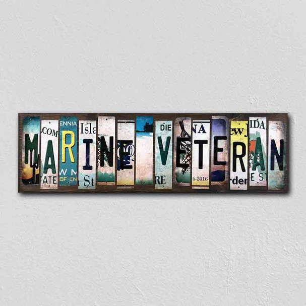 Marine Veteran Wholesale Novelty License Plate Strips Wood Sign