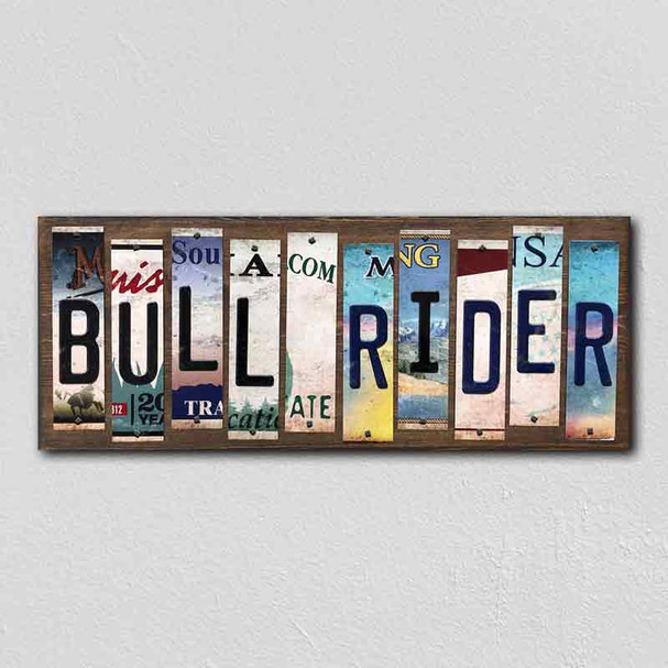 Bull Rider Wholesale Novelty License Plate Strips Wood Sign