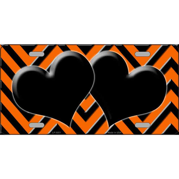 Orange Black Chevon Hearts Wholesale Metal Novelty License Plate