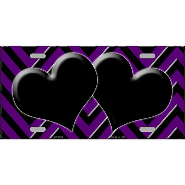 Purple Black Chevon Hearts Wholesale Metal Novelty License Plate