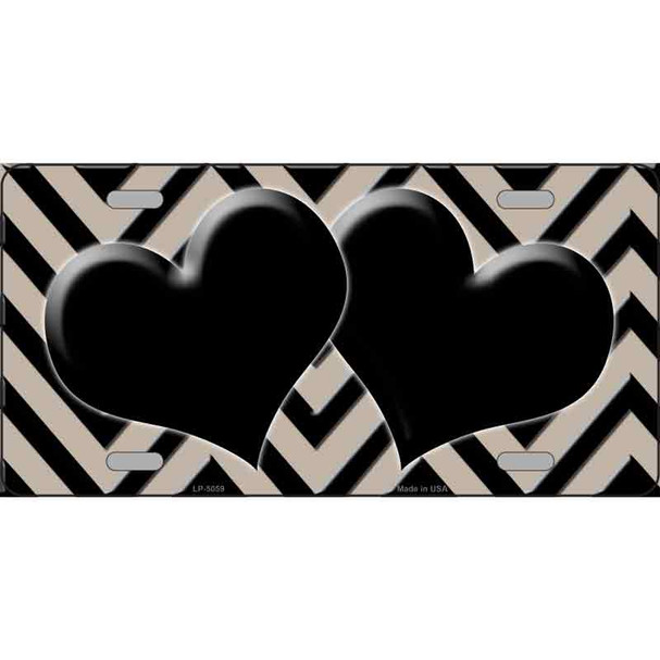 Tan Black Chevon Hearts Wholesale Metal Novelty License Plate