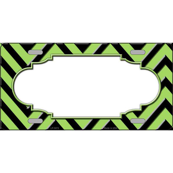 Lime Green Black Chevron Scallop Wholesale Metal Novelty License Plate