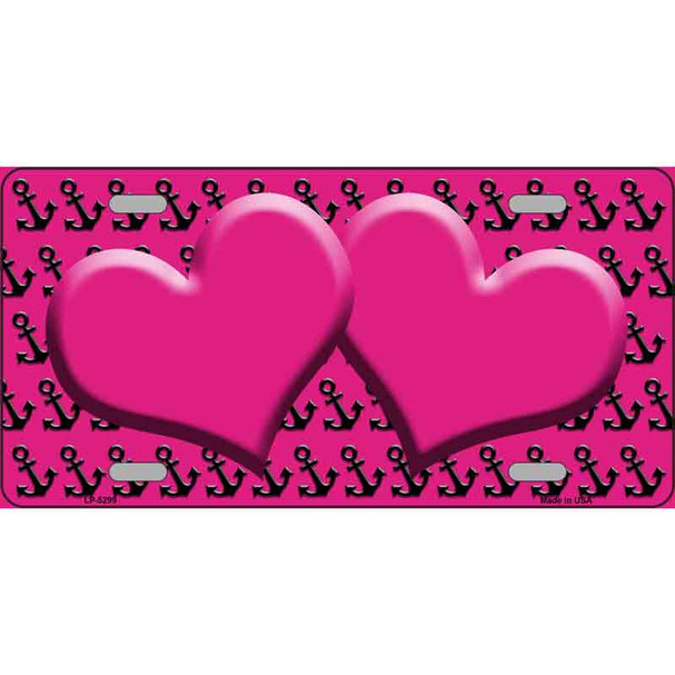 Pink Black Anchor Pink Heart Center Wholesale Metal Novelty License Plate