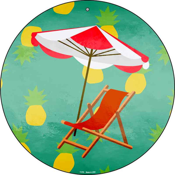 Chair and Umbrella Wholesale Novelty Metal Circular Sign C-976