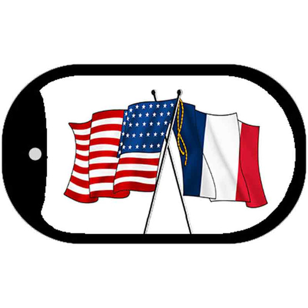 France / USA Flag Wholesale Novelty Metal Dog Tag Necklace