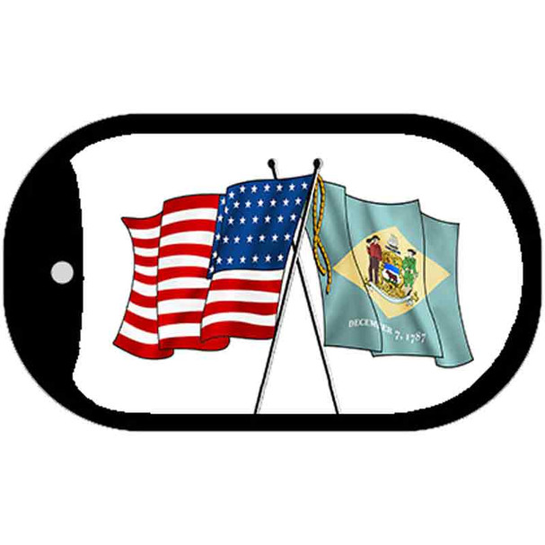 Delaware / USA Crossed Flags Wholesale Novelty Metal Dog Tag Necklace
