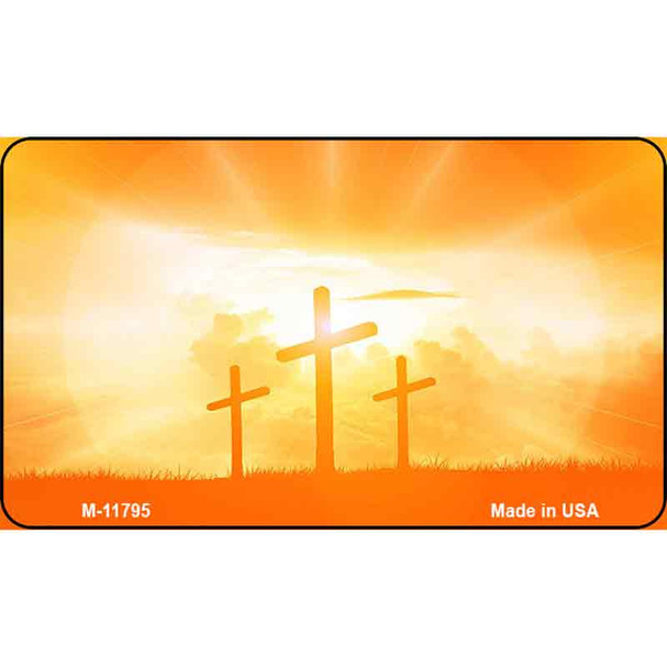 Three Crosses Sunset Wholesale Novelty Metal Magnet M-11795