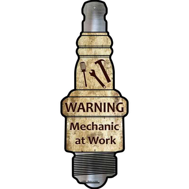 Mechanic At Work Wholesale Novelty Metal Spark Plug Sign J-036