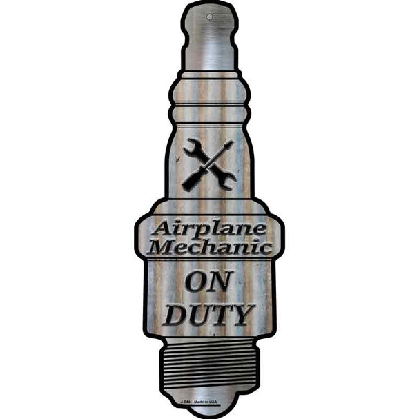 Airplane Mechanic On Duty Wholesale Novelty Metal Spark Plug Sign J-044