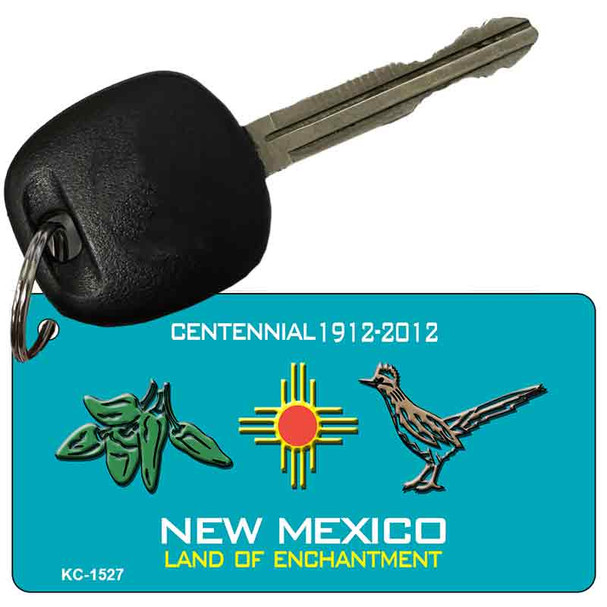 Green Chili and Road Runner Teal New Mexico Wholesale Novelty Metal Key Chain