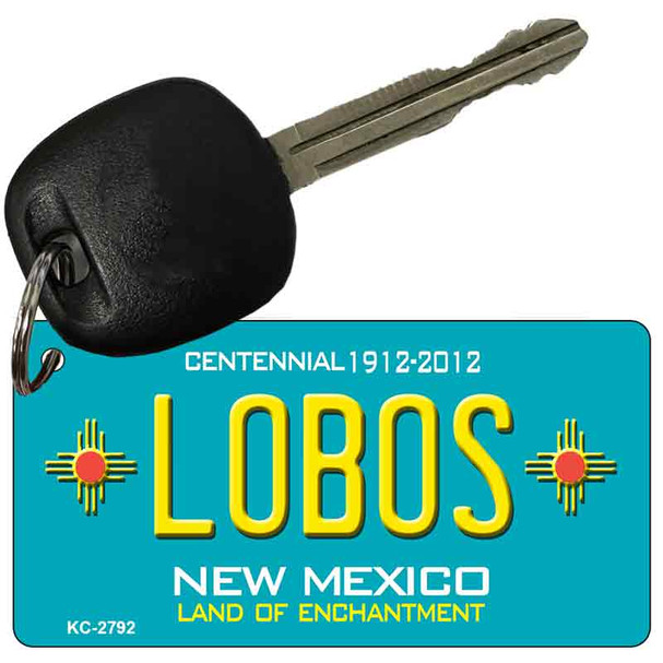 Lobos Teal New Mexico Wholesale Novelty Metal Key Chain