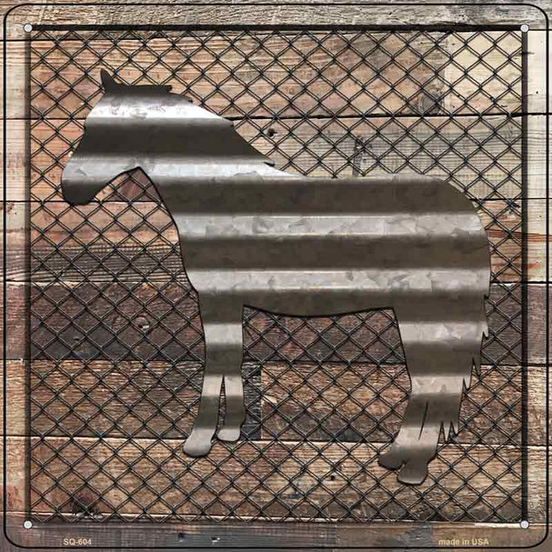 Corrugated Horse on Wood Wholesale Novelty Metal Square Sign