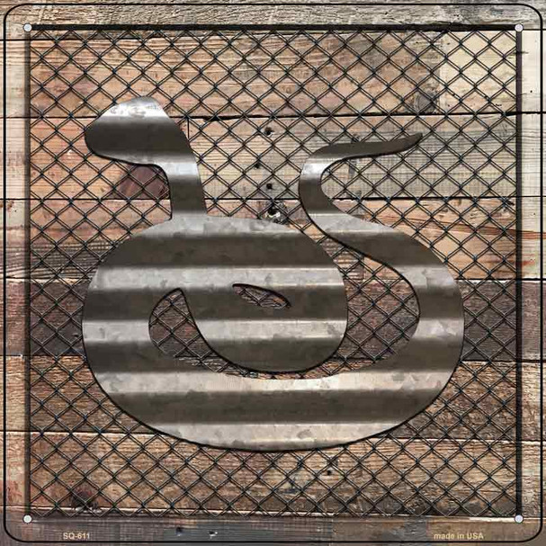 Corrugated Snake on Wood Wholesale Novelty Metal Square Sign