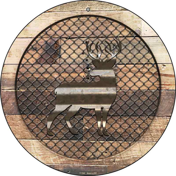 Corrugated Deer on Wood Wholesale Novelty Metal Circular Sign C-1049