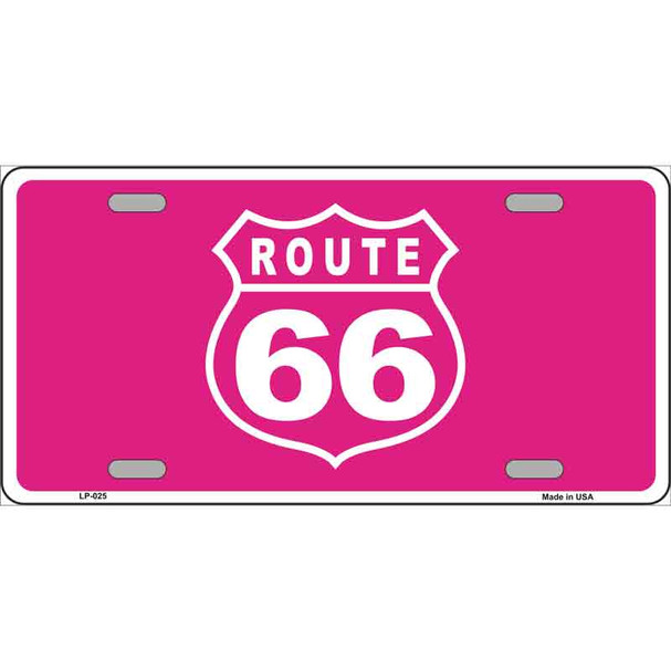 US Route 66 Pink Novelty Wholesale Metal License Plate