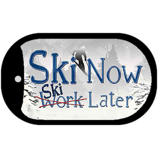 Ski Now and Later Wholesale Novelty Metal Dog Tag Necklace