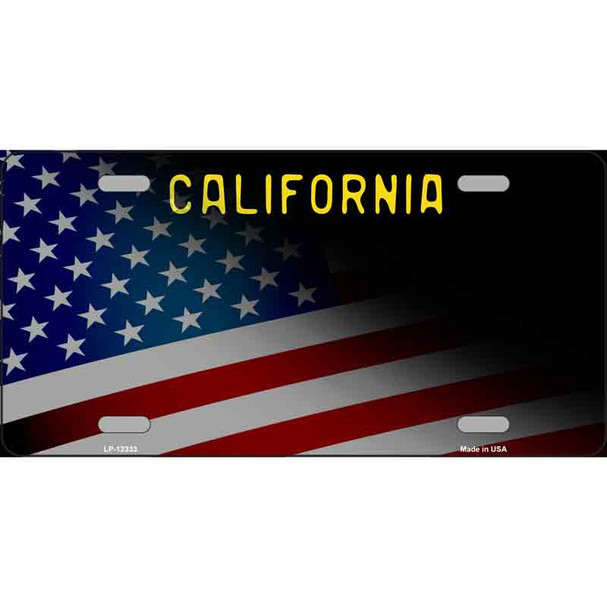 California with American Flag Wholesale Novelty Metal License Plate